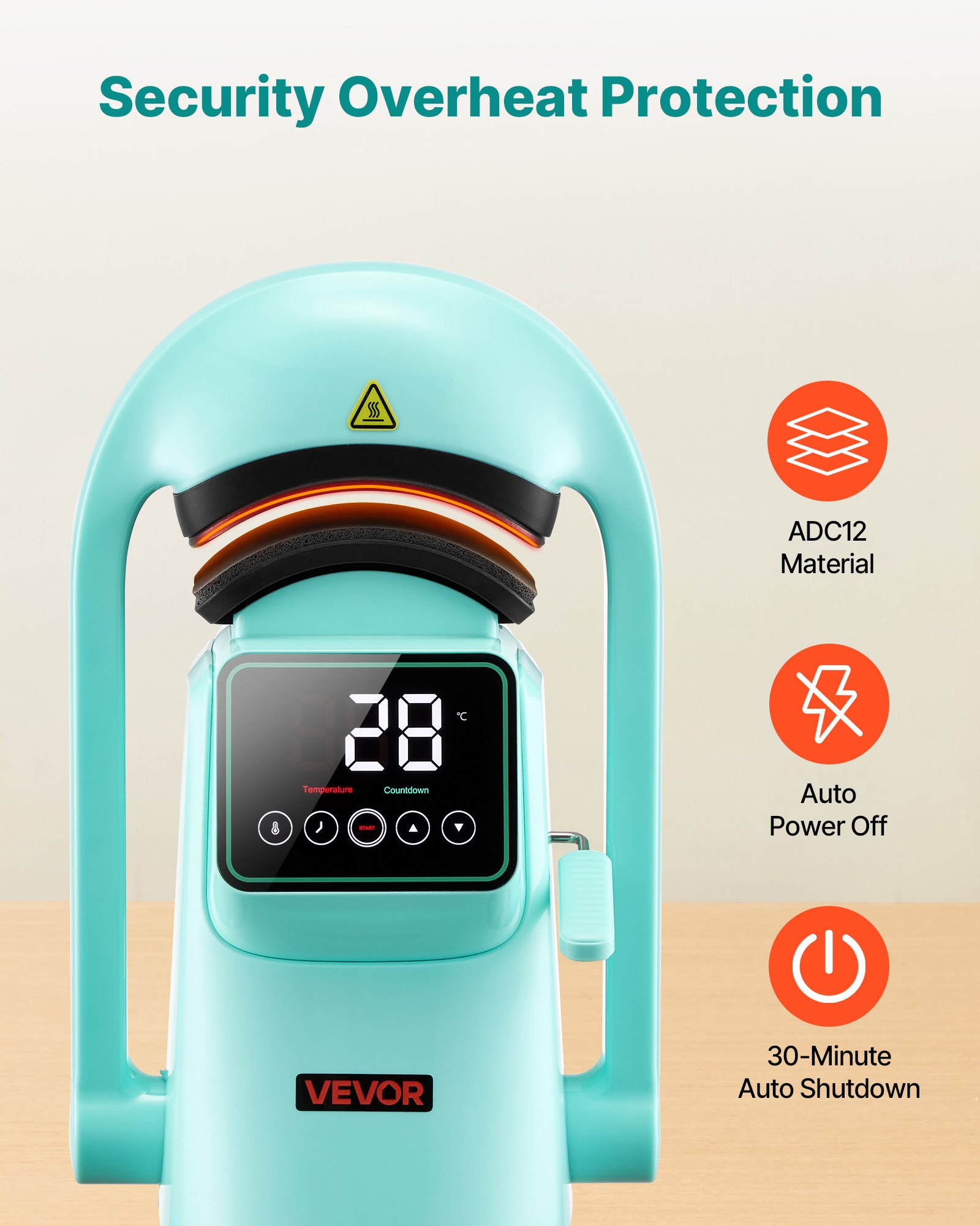 VEVOR Auto Hat Heat Press Machine, with 2pcs Interchangeable Platens, Automatic Open and Release, Touchscreen for Precise Time and Temperature Control, Heat Transfer Printing for Caps, Hats, Green