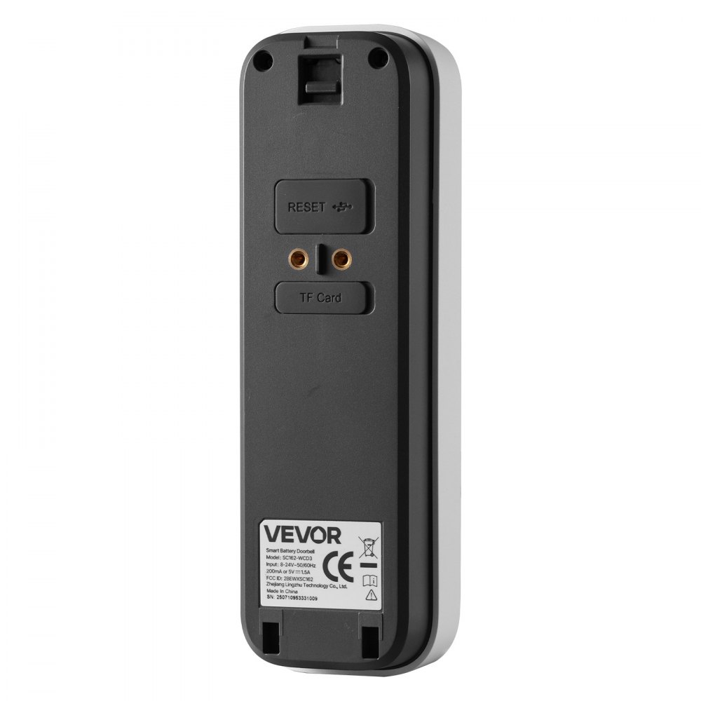VEVOR Video Doorbell, 2K Wireless Camera Ring Doorbell Works with 170° Ultra-Wide View, 2-Way Audio, Motion Detection & Night Vision, Supports Alexei & Google, Cloud Storage, Battery/Wired Powered