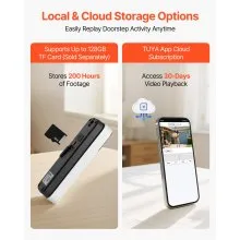 VEVOR Video Doorbell, 2K Wireless Camera Ring Doorbell Works with 170° Ultra-Wide View, 2-Way Audio, Motion Detection & Night Vision, Supports Alexei & Google, Cloud Storage, Battery/Wired Powered