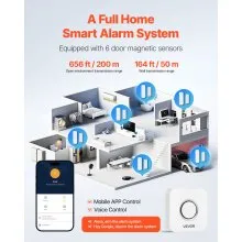 VEVOR Door Chime 6 Sensors & 1 Receiver Wireless Door Alarm Contact Sensor