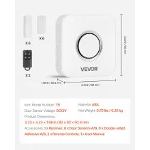 VEVOR Door Chime 6 Sensors & 1 Receiver Wireless Door Alarm Contact Sensor