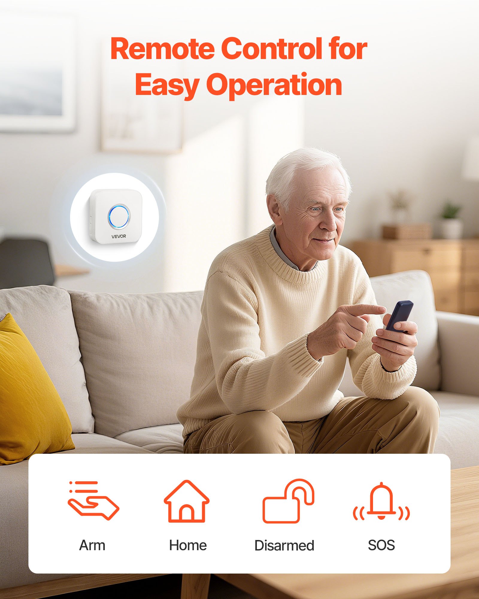 VEVOR Door Chime, DC 12V, Wireless Door Open Contact Sensor Alarm Chime with 656 ft Range, Remote Control with App, Doors Ringer Alert for Business, Store, Home, Office (6 Sensors + 1 Receiver)