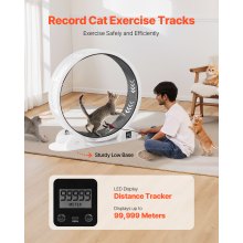 VEVOR Cat Exercise Wheel with Pedometer 40.8" Cat Treadmill for Pet Health White