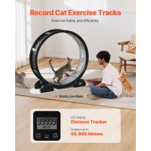 VEVOR Cat Exercise Wheel with Pedometer 40.8" Cat Treadmill for Pet Health Black