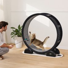 VEVOR Cat Exercise Wheel with Pedometer 40.8" Cat Treadmill for Pet Health Black