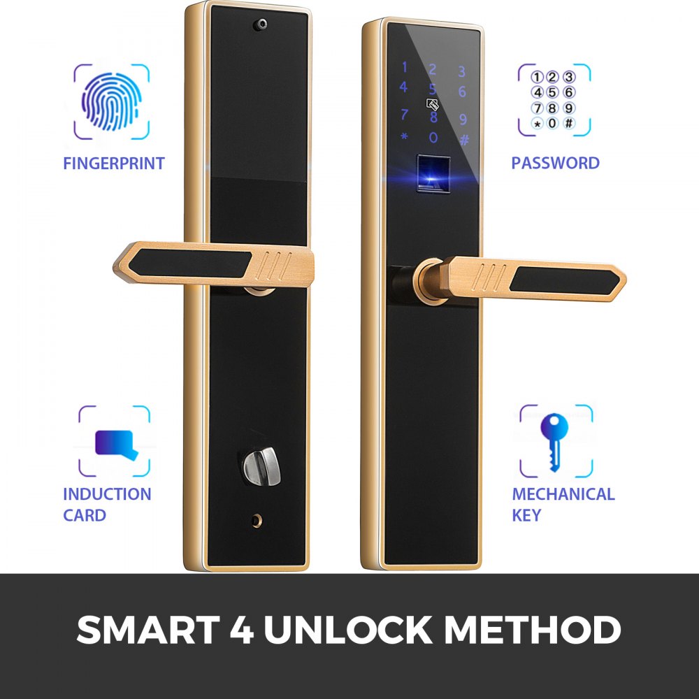4 In1 Digital Smart Door Lock Security Anti-theft Reversible Handle Durable High Sensitive