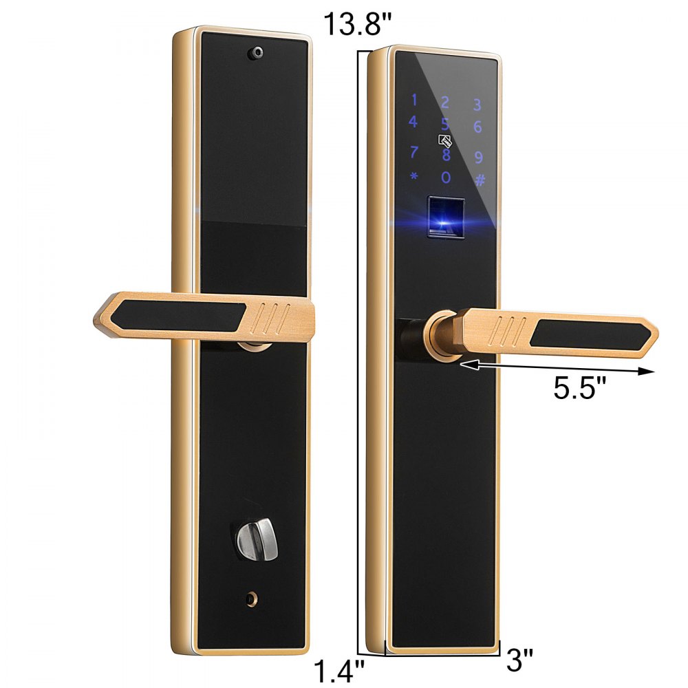4 In1 Digital Smart Door Lock Security Anti-theft Reversible Handle Durable High Sensitive