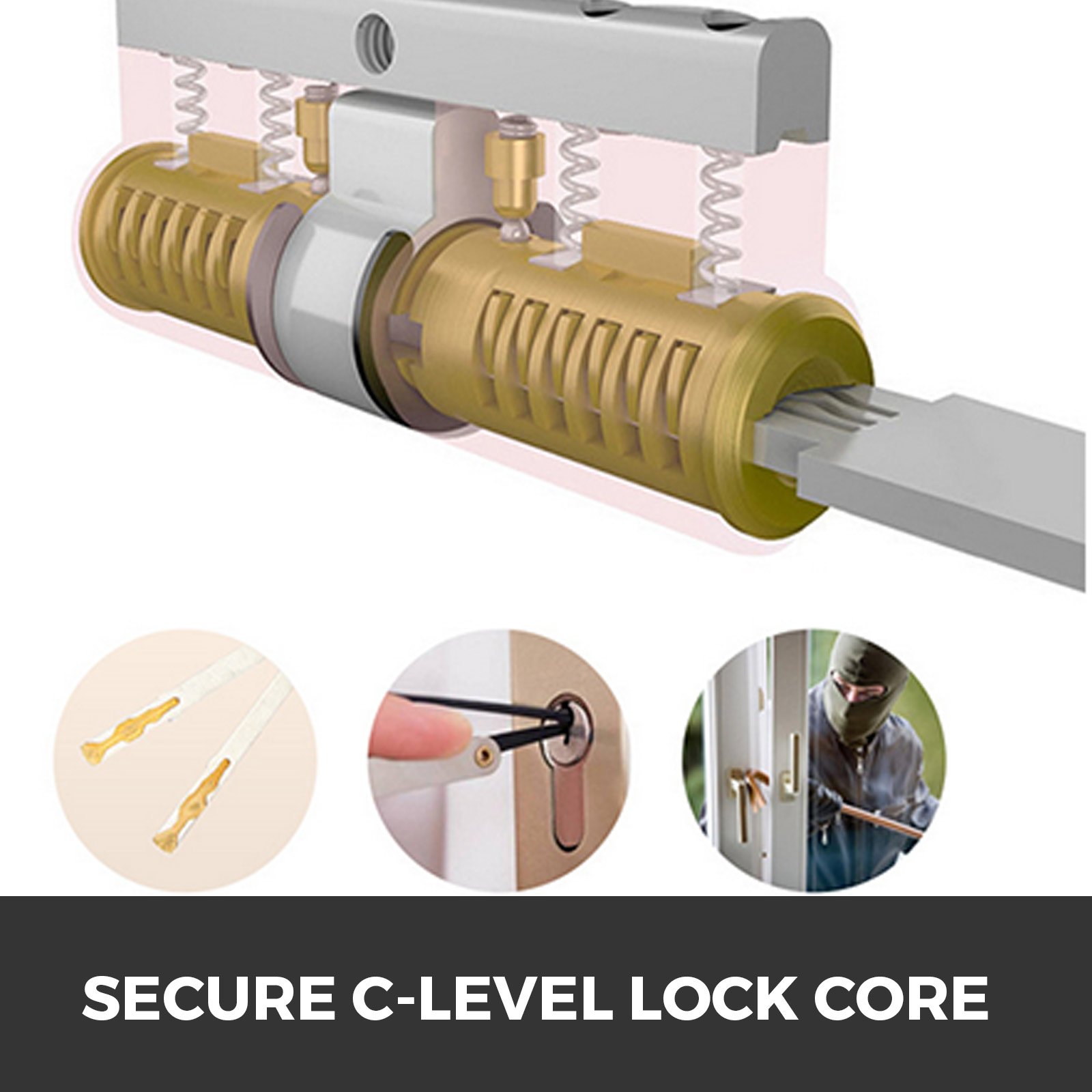 4 In1 Digital Smart Door Lock Security Anti-theft Reversible Handle Durable High Sensitive