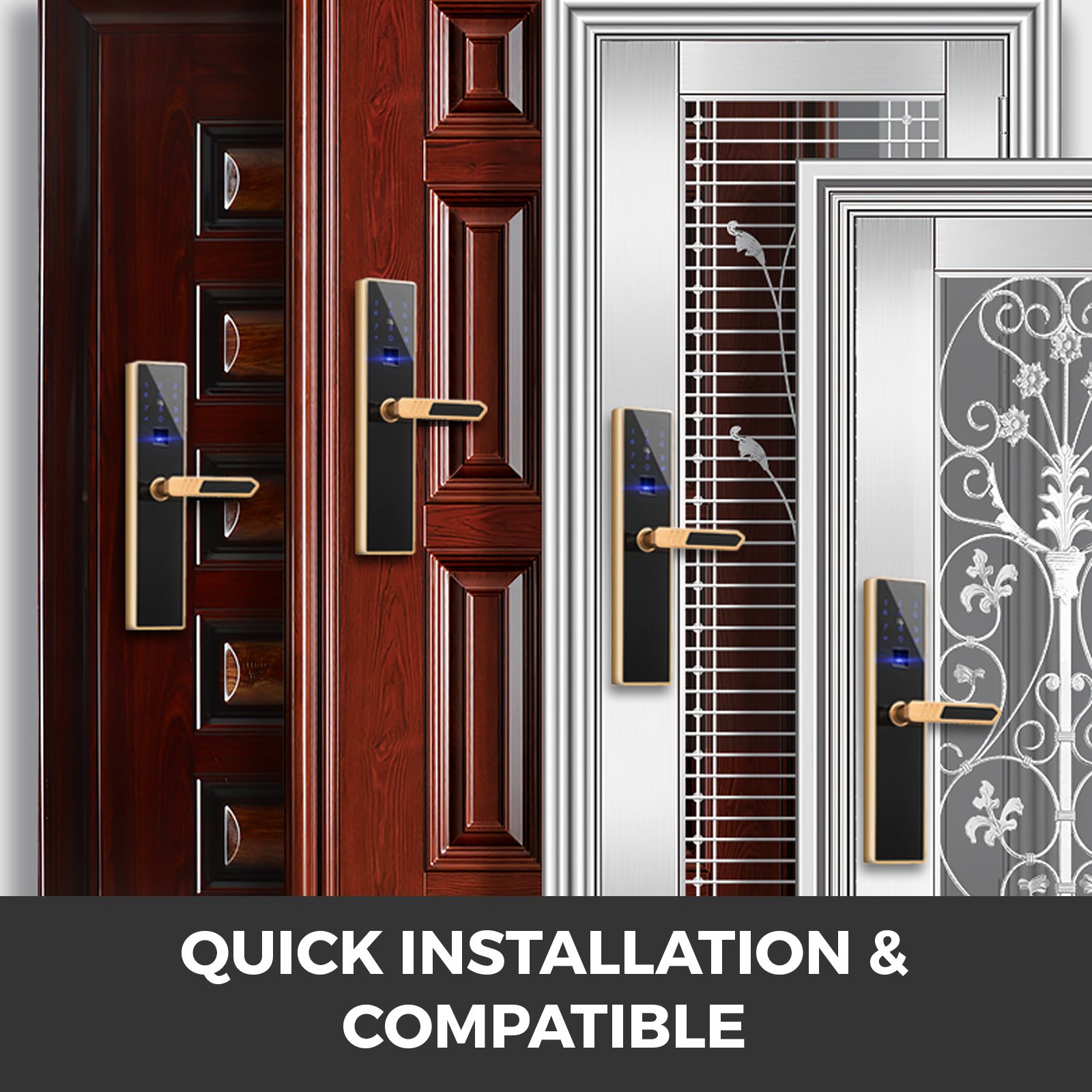 4 In1 Digital Smart Door Lock Security Anti-theft Reversible Handle Durable High Sensitive