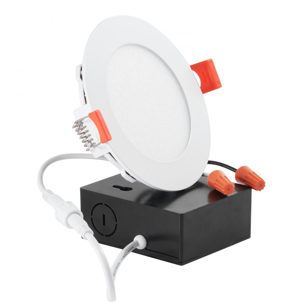 VEVOR LED Recessed Ceiling Light, 4 Pack Ultra Thin 900LM Canless Ceiling Wafer Light, Dimmable Canless Wafer Downlight, Pot Lights, Energy Efficient Recessed Lighting for Home, café, Office, FCC