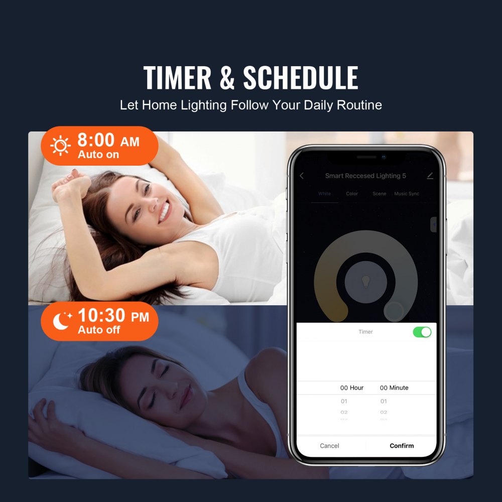 VEVOR 10W LED Recessed Ceiling Light, 4 Pack Ultra Thin 900LM Canless Ceiling Wafer Light, Dimmable Canless Wafer Downlight, Pot Lights, Energy Efficient Recessed Lighting for Home, café, Office, FCC