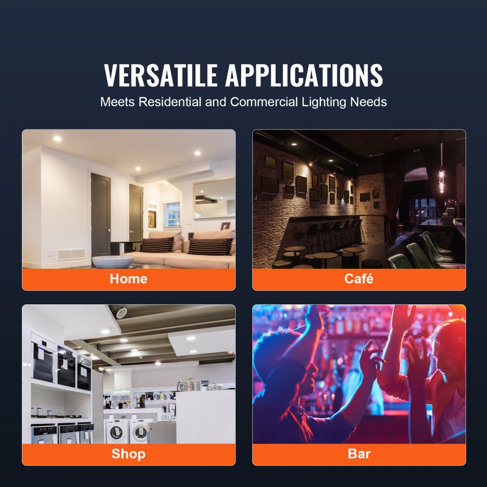 VEVOR 10W LED Recessed Ceiling Light, 4 Pack Ultra Thin 900LM Canless Ceiling Wafer Light, Dimmable Canless Wafer Downlight, Pot Lights, Energy Efficient Recessed Lighting for Home, café, Office, FCC