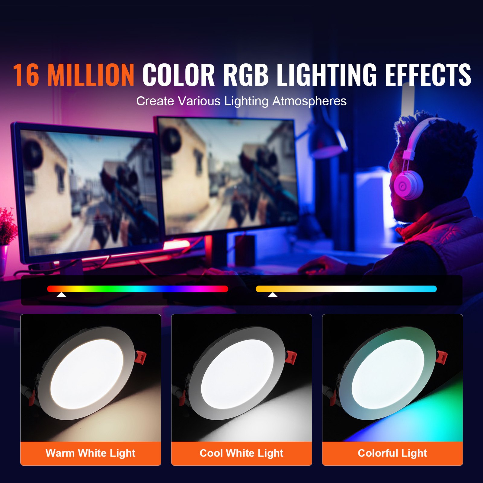 VEVOR LED Recessed Ceiling Light, 4 Pack Ultra Thin 1200LM Canless Ceiling Wafer Light, Dimmable Canless Wafer Downlight, Pot Lights, Energy Efficient Recessed Lighting for Home, café, Office, FCC