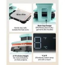 VEVOR Auto Heat Press Machine T-Shirt Press Machine 15 x 15 in Heat Plate Green