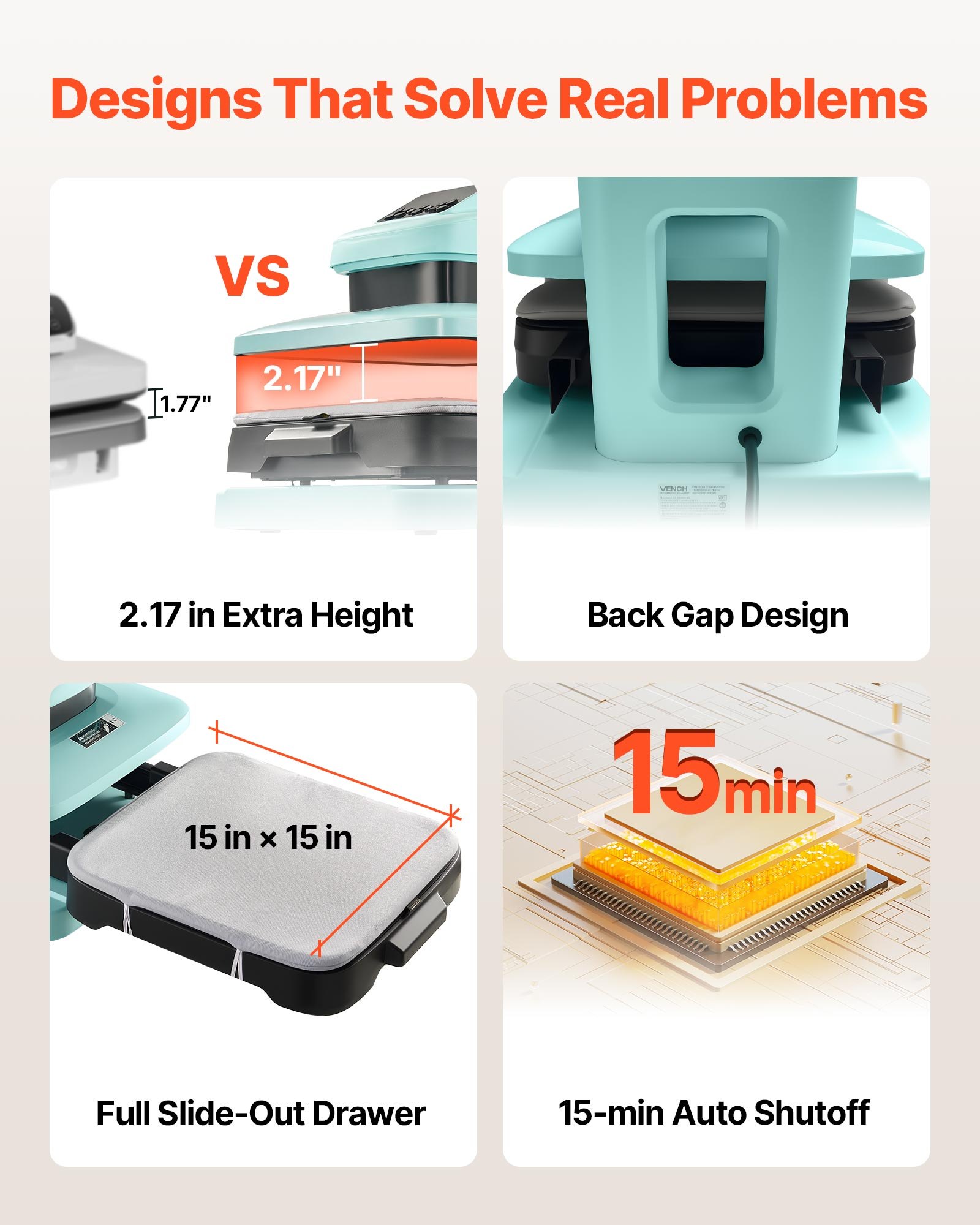 VEVOR Auto Heat Press Machine 15 x 15 inch T-Shirt Press Machine Green, Auto Release and Adjustable Pressure, Digital Display, Rapid and Even Heating, for Sublimation, Vinyl, Heat Transfer Projects