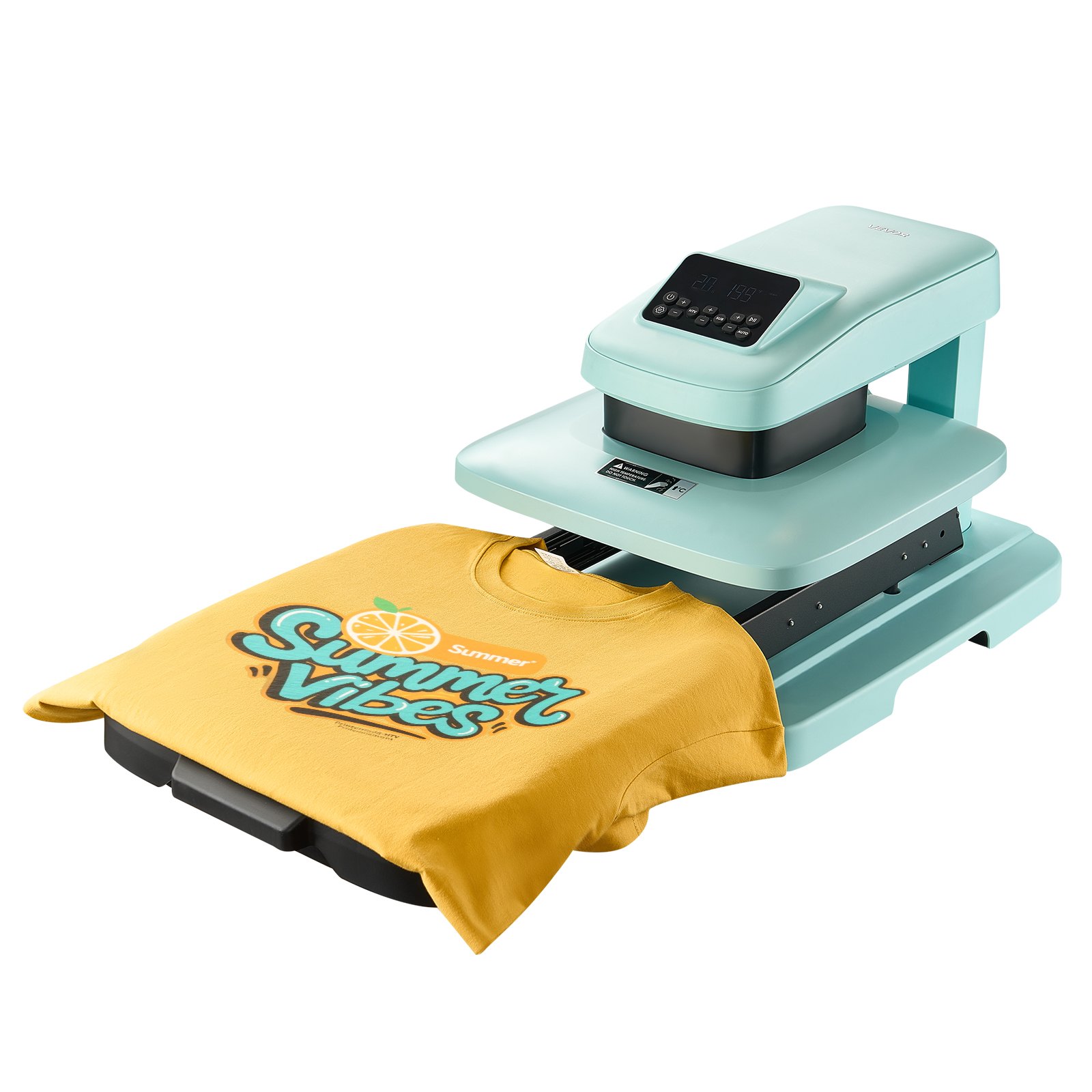 VEVOR Auto Heat Press Machine 15 x 15 inch T-Shirt Press Machine Green, Auto Release and Adjustable Pressure, Digital Display, Rapid and Even Heating, for Sublimation, Vinyl, Heat Transfer Projects