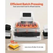 VEVOR Auto Heat Press Machine T-Shirt Press Machine 15 x 15 in Heat Plate White