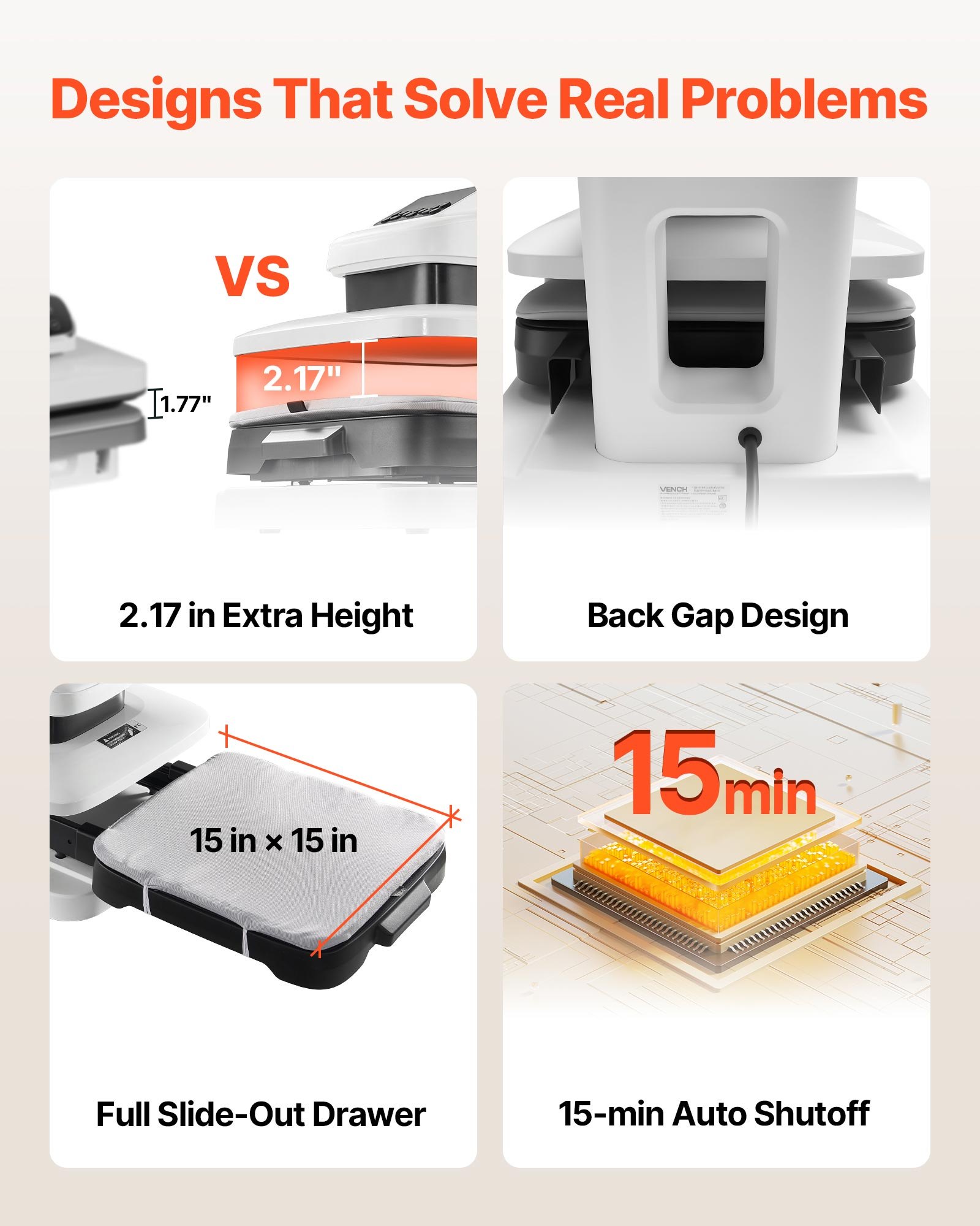 VEVOR Auto Heat Press Machine 15 x 15 inch T-Shirt Press Machine White, Auto Release and Adjustable Pressure, Digital Display, Rapid and Even Heating, for Sublimation, Vinyl, Heat Transfer Projects