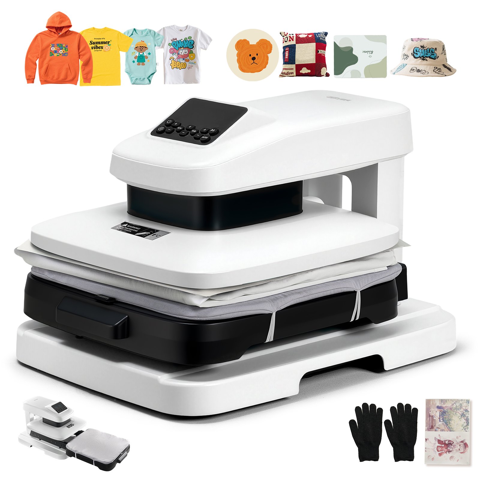 VEVOR Auto Heat Press Machine 15 x 15 inch T-Shirt Press Machine White, Auto Release and Adjustable Pressure, Digital Display, Rapid and Even Heating, for Sublimation, Vinyl, Heat Transfer Projects