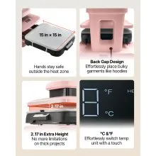 VEVOR Auto Heat Press Machine T-Shirt Press Machine 15 x 15 in Heat Plate Pink