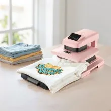 VEVOR Auto Heat Press Machine T-Shirt Press Machine 15 x 15 in Heat Plate Pink
