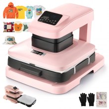 VEVOR Auto Heat Press Machine T-Shirt Press Machine 15 x 15 in Heat Plate Pink