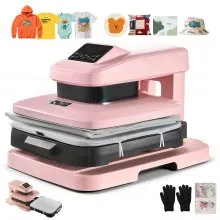 VEVOR Auto Heat Press Machine, 15 x 15 inch, T-Shirt Press Machine with Auto Release and Adjustable Pressure, Digital Display, Rapid Heating, for Sublimation, Vinyl, Heat Transfer Projects, Pink
