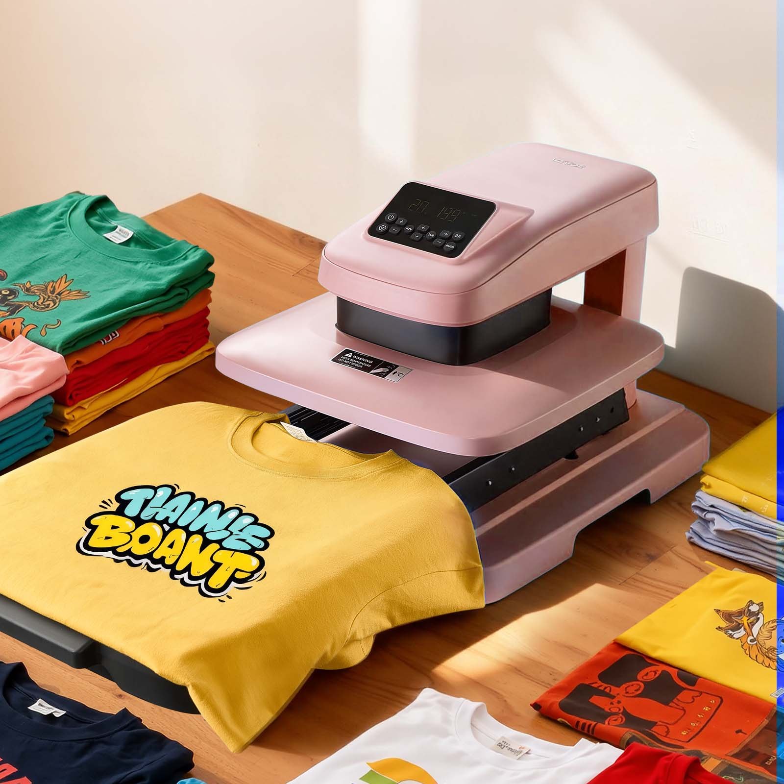 VEVOR Auto Heat Press Machine 15 x 15 inch T-Shirt Press Machine Pink, Auto Release and Adjustable Pressure, Digital Display, Rapid and Even Heating, for Sublimation, Vinyl, Heat Transfer Projects