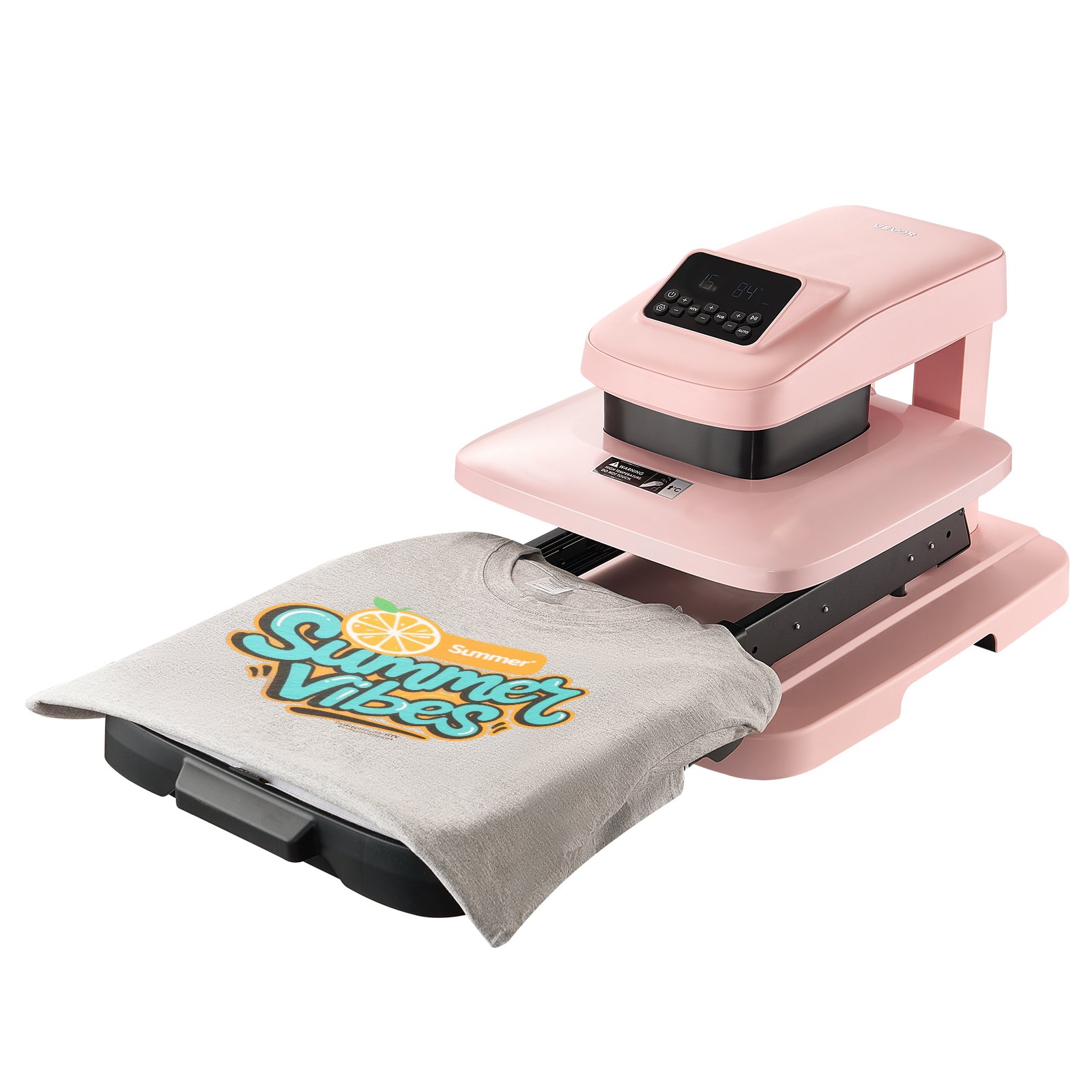 VEVOR Auto Heat Press Machine 15 x 15 inch T-Shirt Press Machine Pink, Auto Release and Adjustable Pressure, Digital Display, Rapid and Even Heating, for Sublimation, Vinyl, Heat Transfer Projects