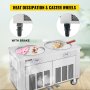 VEVOR Commercial Rolled Ice Cream Machine, 1800W Stir-Fried Ice Roll Machine Double Pans, Stainless Steel Ice Cream Roll Machine w/ 17.7" Round Pan, Yogurt Cream Machine for Bars Cafés Dessert Shops