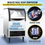 VEVOR 110V Commercial Flake Ice Machine 132LBS/24H, Snowflake Maker with 66LBS Ice Storage, Stainless Steel Construction, Quiet Operation, Auto Clean, Air Cooling, Professional Refrigeration Equipment