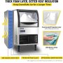 VEVOR 110V Commercial Flake Ice Machine 132LBS/24H, Snowflake Maker with 66LBS Ice Storage, Stainless Steel Construction, Quiet Operation, Auto Clean, Air Cooling, Professional Refrigeration Equipment