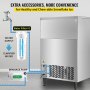 VEVOR Flake Ice Machine 132LBS/24H Ice-Making Capacity, Snowflake Maker with 66 LBS Ice Storage Cabinet, Commercial Snow Flake Ice Maker, with Water Filter & Drainage Pump, Flake Ice Maker Machine