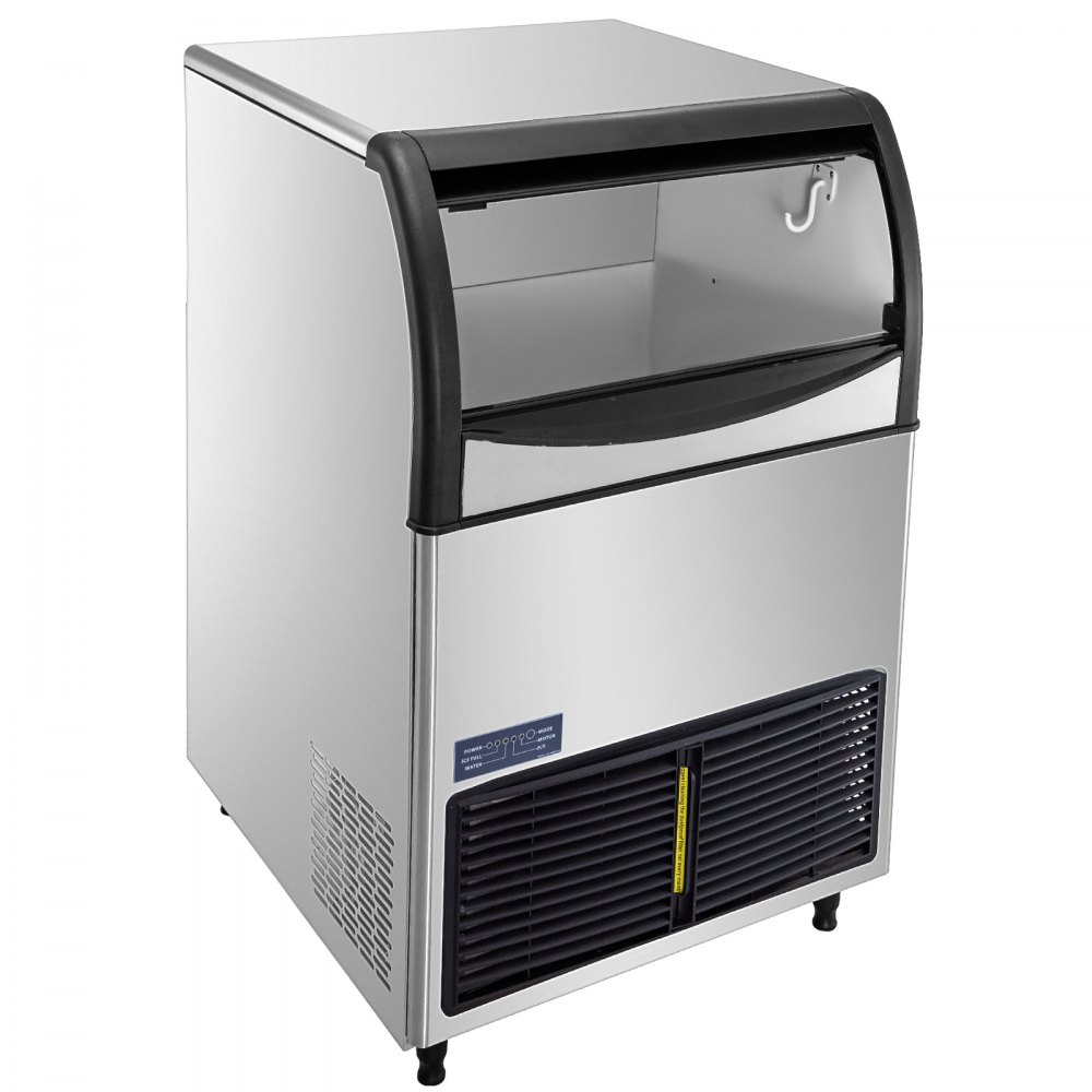 VEVOR 110V Commercial Ice Machine 220LBS/24H, Snow Flake Maker with 122LBS Ice Storage, Stainless Steel Construction, Quiet Operation, Auto Clean, Air Cooling, Professional Refrigeration Equipment