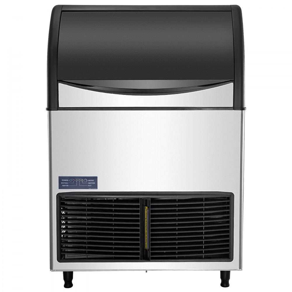 VEVOR 110V Commercial Ice Machine 220LBS/24H, Snow Flake Maker with 122LBS Ice Storage, Stainless Steel Construction, Quiet Operation, Auto Clean, Air Cooling, Professional Refrigeration Equipment