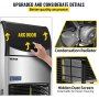 VEVOR 110V Commercial Ice Machine 220LBS/24H, Snow Flake Maker with 122LBS Ice Storage, Stainless Steel Construction, Quiet Operation, Auto Clean, Air Cooling, Professional Refrigeration Equipment