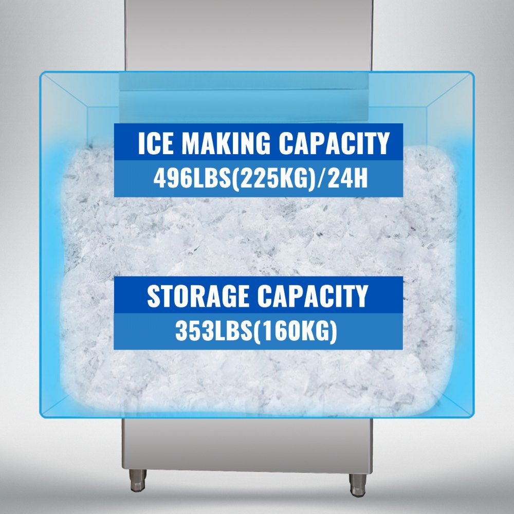 VEVOR Flake Ice Machine 496 LBS/24 H Commercial Ice Machine Maker,Snowflake Ice Maker with 353 LBS Ice Storage Capacity, Commercial Snow Flake Ice Maker, with Water Filters