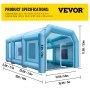 VEVOR 33x16.4x11.5Ft Inflatable Spray Booth Custom Tent 220V AC Car Paint Booth 350W Inflatable Car