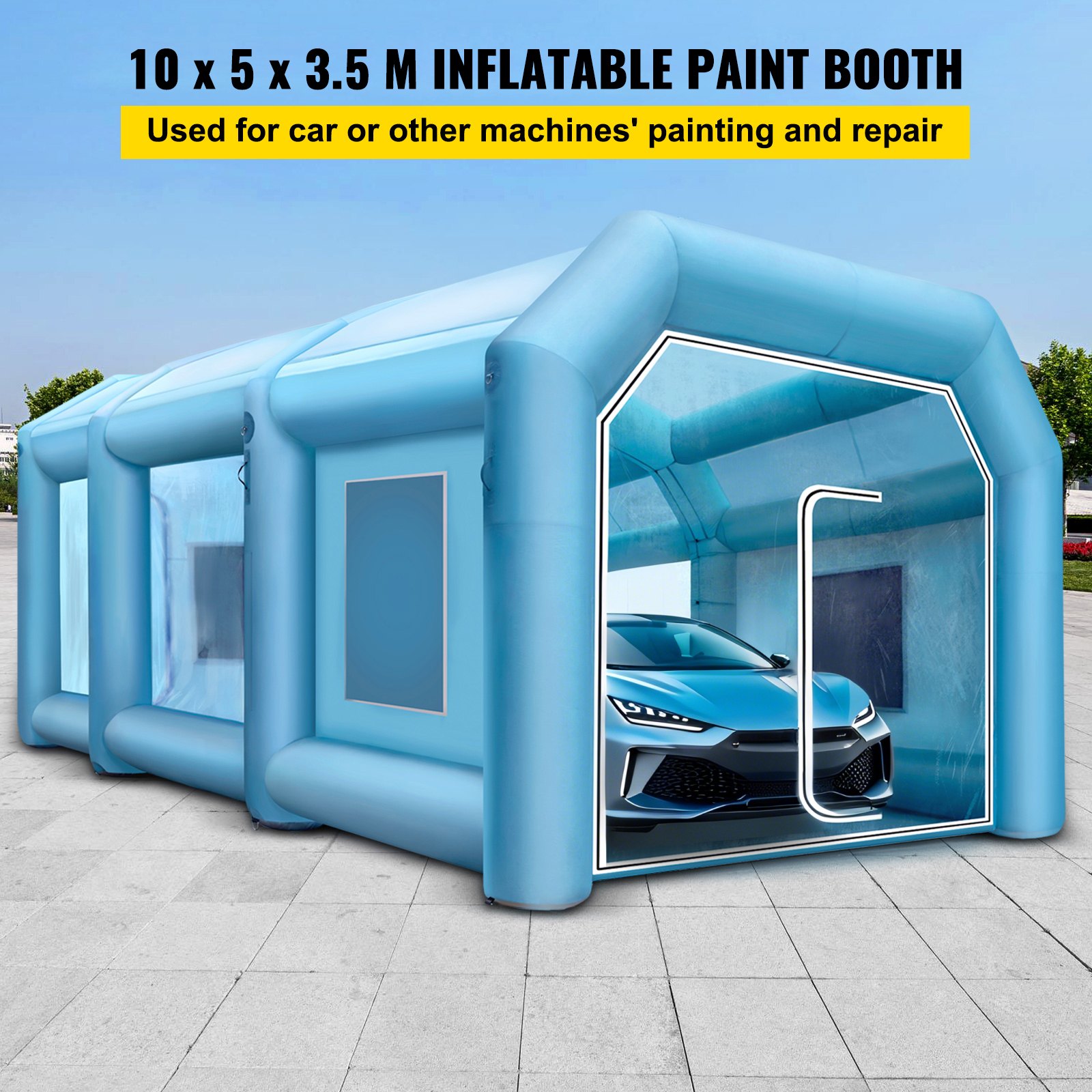VEVOR 33x16.4x11.5Ft Inflatable Spray Booth Custom Tent 220V AC Car Paint Booth 350W Inflatable Car