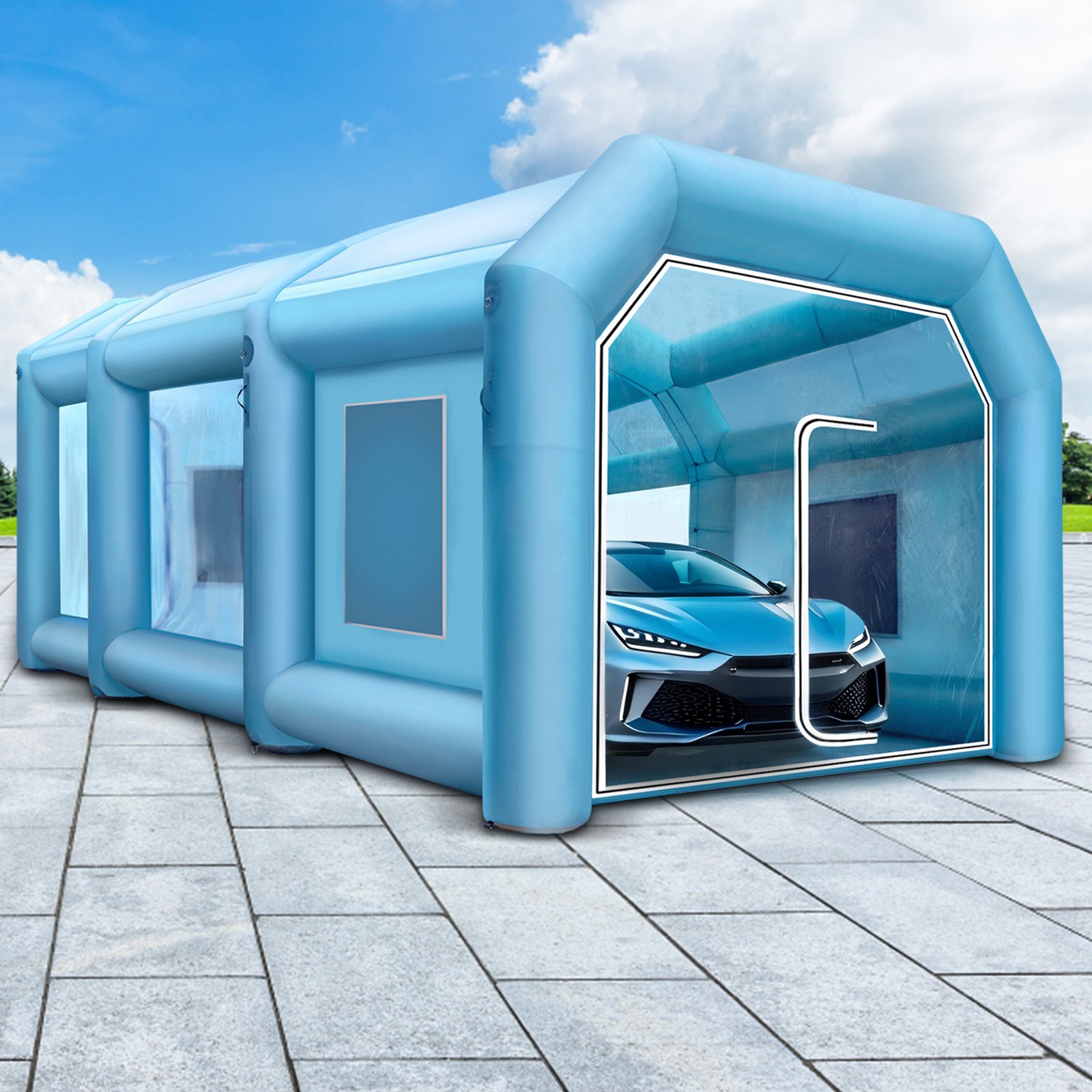 VEVOR 33x16.4x11.5Ft Inflatable Spray Booth Custom Tent 220V AC Car Paint Booth 350W Inflatable Car