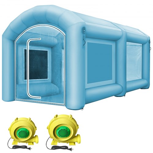 VEVOR 13 x 8 x 7FT Inflatable Spray Booth Tent Inflatable Paint Booth Tent Car Paint Booth Giant Workstation 210D Oxford Fabric With 2 Blowers