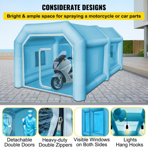 Inflatable Spray Booth Paint Tent Car Paint Flame Resistant 2 Blowers Capacious