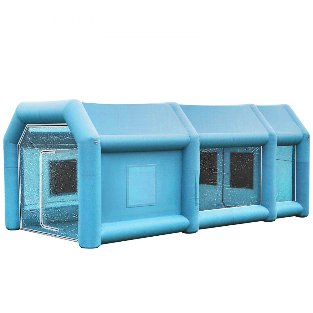 VEVOR Inflatable Tent 599.6 x 298.5 x 249.9 cm Inflatable Spray Booth Custom Tent Inflatable Paint Booth Tent Car Paint Booth Giant Workstation 210D Oxford Fabric With 2 Blowers