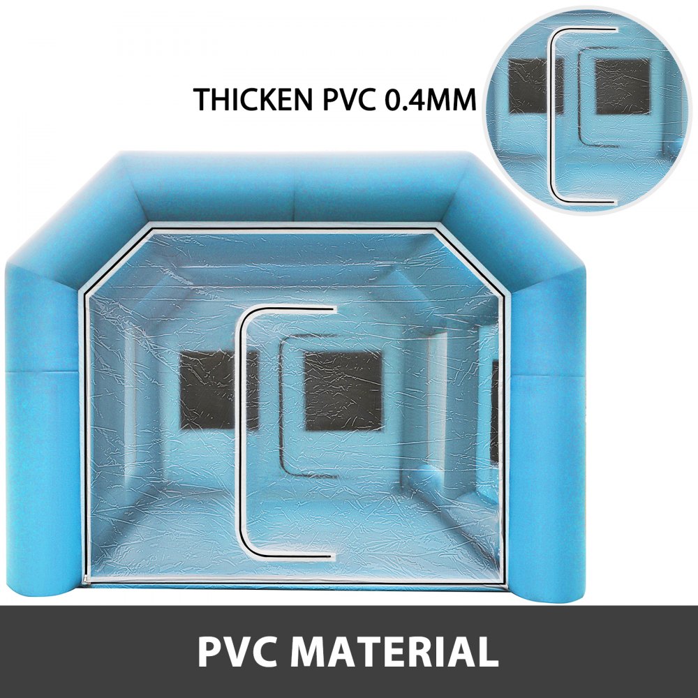 VEVOR Inflatable Tent 599.6 x 298.5 x 249.9 cm Inflatable Spray Booth Custom Tent Inflatable Paint Booth Tent Car Paint Booth Giant Workstation 210D Oxford Fabric With 2 Blowers