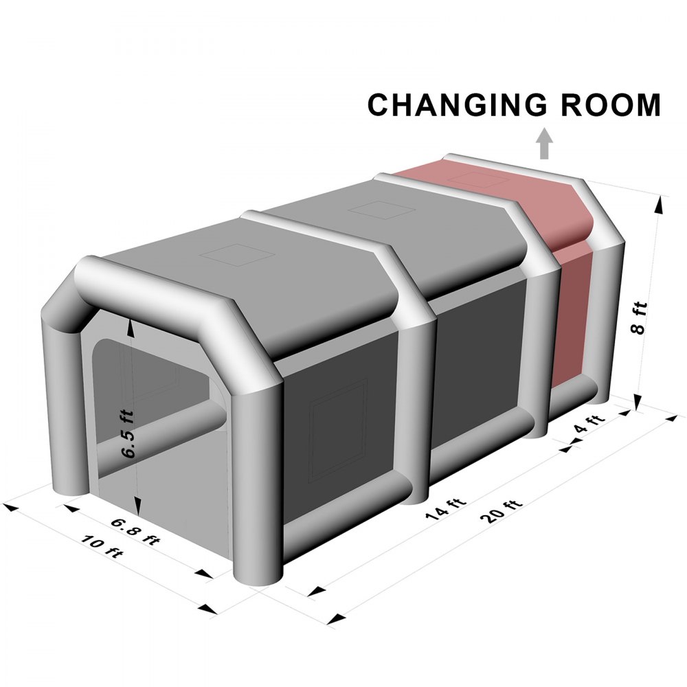 VEVOR Inflatable Tent 599.6 x 298.5 x 249.9 cm Inflatable Spray Booth Custom Tent Inflatable Paint Booth Tent Car Paint Booth Giant Workstation 210D Oxford Fabric With 2 Blowers
