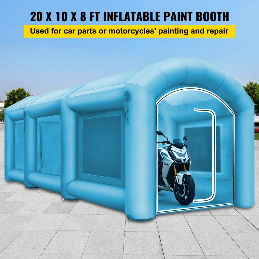 VEVOR Cabina de pintura inflable 20x10x8.2ft con 2 sopladores Cabina de pintura inflable con sistema de filtro Cabina de pintura portátil para estacionamiento de automóviles Estación de trabajo