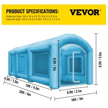 VEVOR Inflatable Paint Booth 20x10x8.2ft with 2 Blowers Inflatable Spray Booth with Filter System Portable Car Paint Booth for Car Parking Tent Workstation
