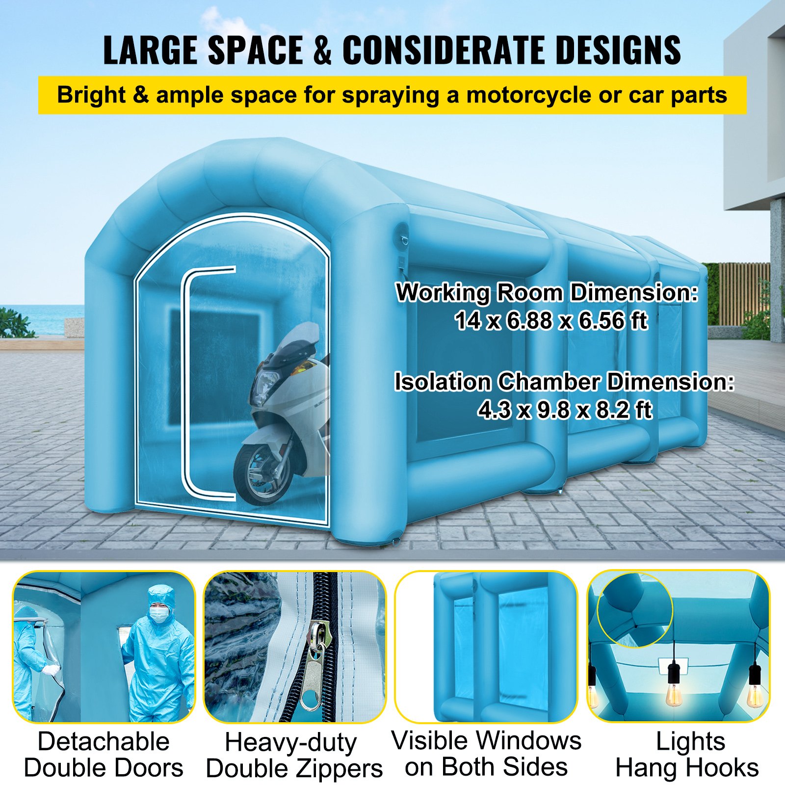 VEVOR 20x10x8Ft Inflatable Spray Booth Custom Tent Paint Booth Inflatable
