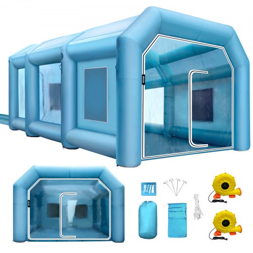 VEVOR Inflatable Paint Booth, 19.69x13.12x8.53 ft Spray Paint Booth, Powerful 750W+350W Blowers Inflatable Spray Booth with Air Filter System, Car Paint Booth for Car Parking Tent Workstation
