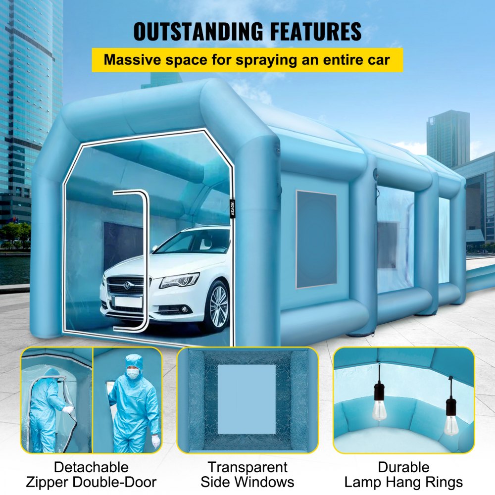 VEVOR Inflatable Paint Booth, 19.69x13.12x8.53 ft Spray Paint Booth, Powerful 750W+350W Blowers Inflatable Spray Booth with Air Filter System, Car Paint Booth for Car Parking Tent Workstation